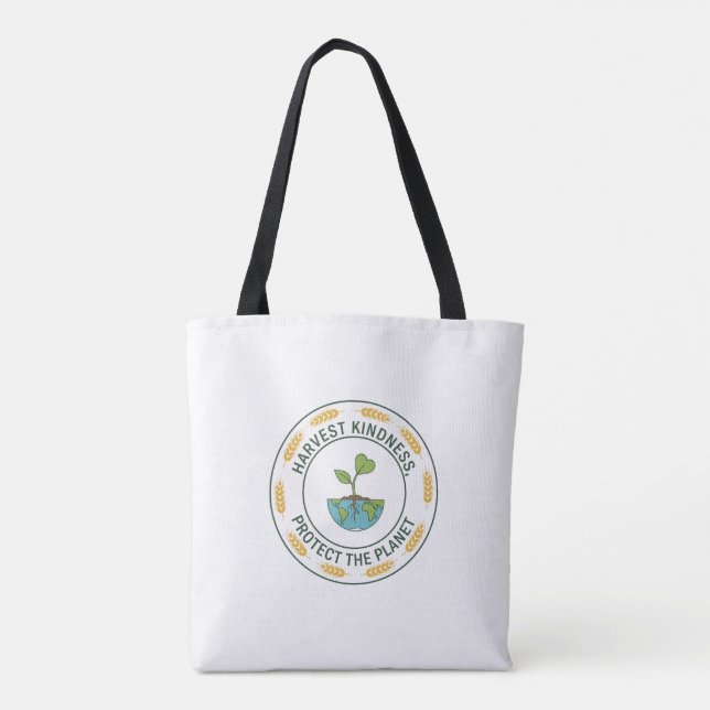Miljövänligt Tote - "Harvest Kindness, Protect the Tygkasse (Baksida)