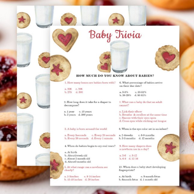 Milk and cookies Baby shower Baby trivia game (Skapare uppladdad)