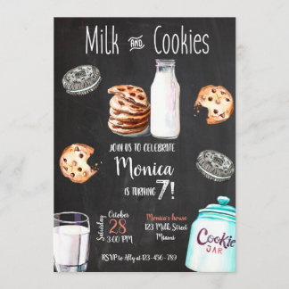 Milk and Cookies Birthday Invitation Inbjudningar