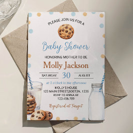 Milk And Cookies Pojke Baby Shower Inbjudan