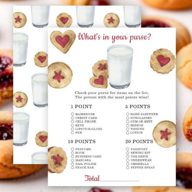 Milk baby shower What's in your purse game (Skapare uppladdad)