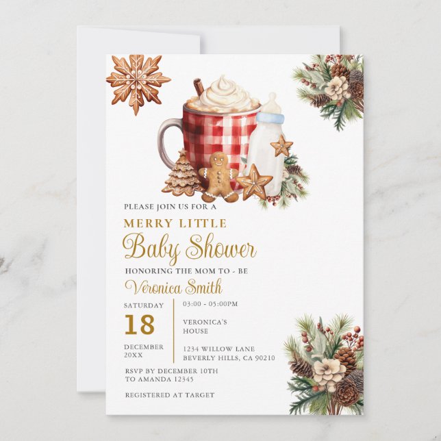 Milk bottle A Merry Little Baby Shower Gingerbread Inbjudningar (Framsida)