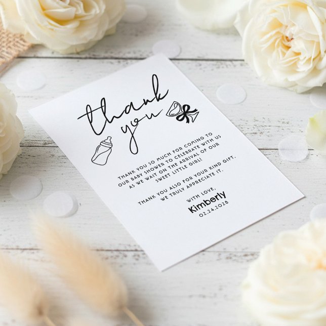 Milk Bottle Champagne Baby Shower Thank You Tack Kort (Baby Milk Bottle Champagne Cute Fun Baby Shower Thank You Card)