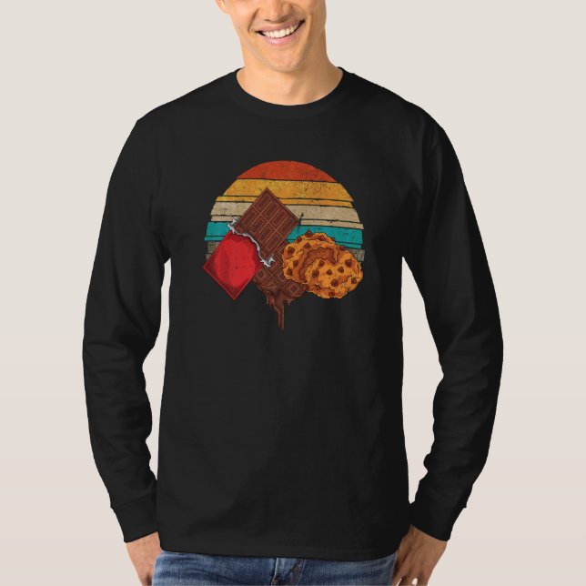 Milk Chocolate Bar Chocolate Chip Cookies Retro Ch T Shirt (Framsida)