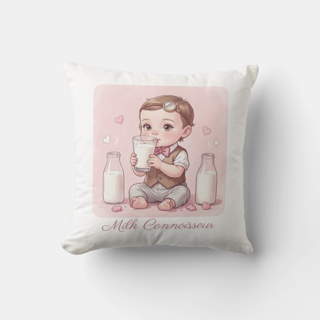Milk Connoisseur Baby Boy Print Nursery Kudde (Framsida)