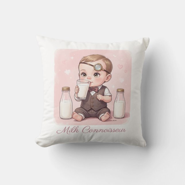 Milk Connoisseur Baby Girl Print Nursery Kudde (Framsida)