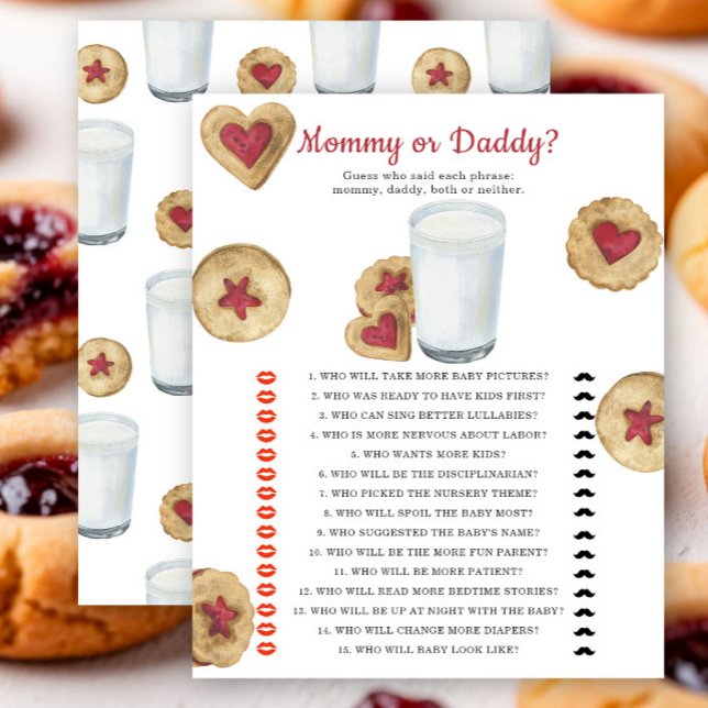 Milk & cookies baby shower Mommy or daddy game (Skapare uppladdad)