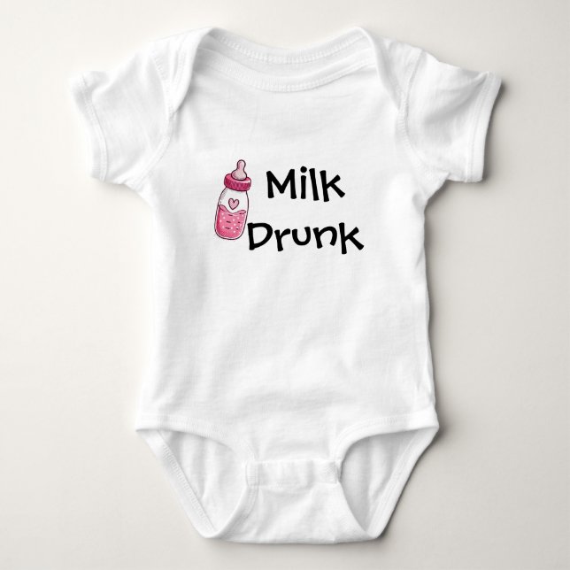 Milk Drunk Cute Baby Bottle Art T Shirt (Framsida)