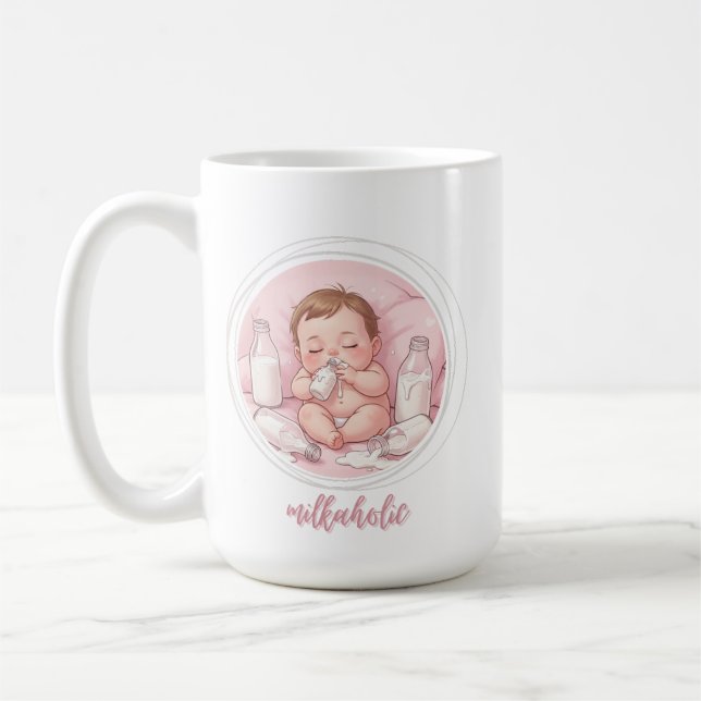 Milkaholic Baby Print | Cute Nursery Funny Art Kaffemugg (Vänster)