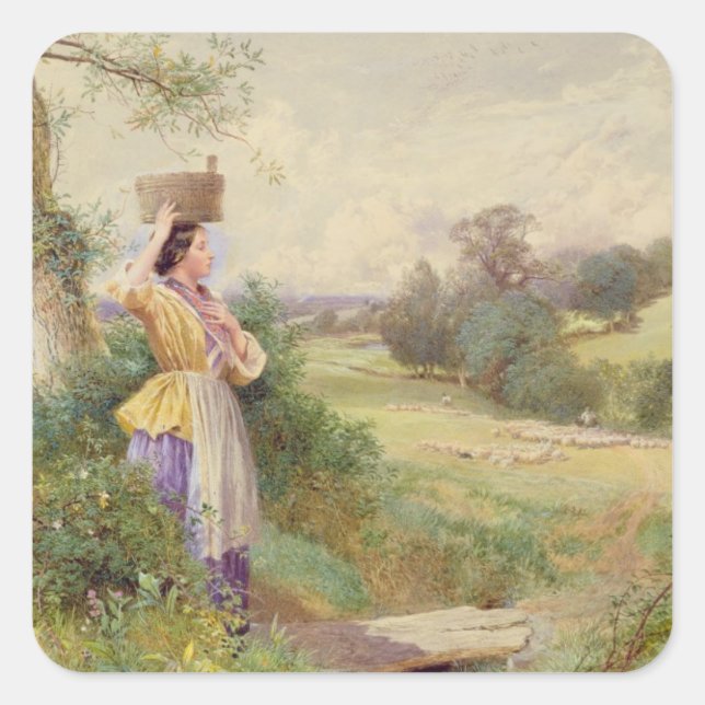 Milkmaid 1860 fyrkantigt klistermärke (Framsida)