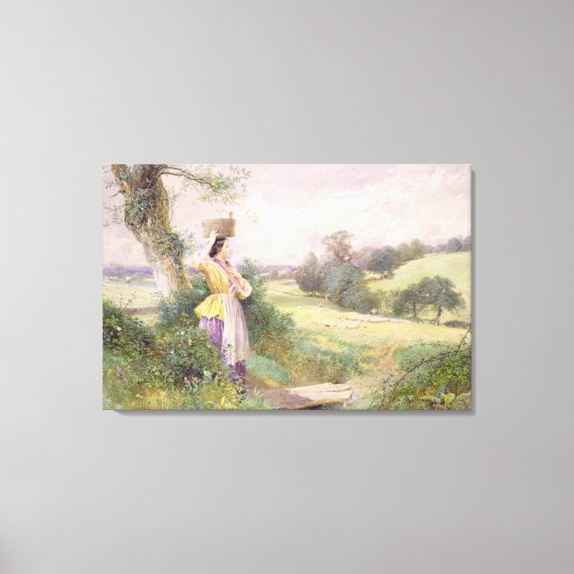 Milkmaid, 1860 (w/c på papper) canvastryck (Framsida)