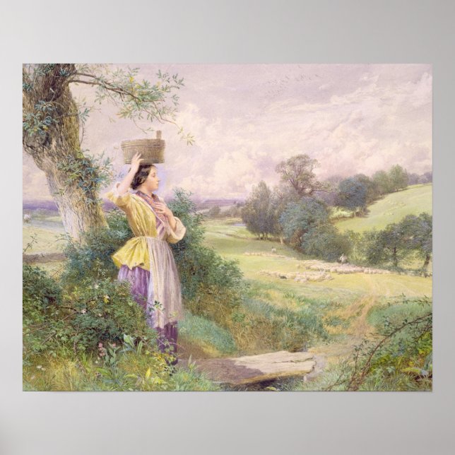 Milkmaid, 1860 (w/c på papper) poster (Framsidan)