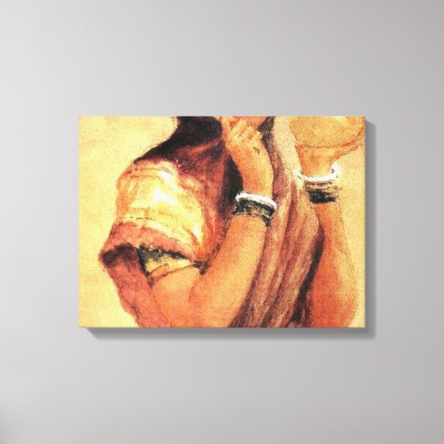 Milkmaid 1904 av Raja Ravi Varma Canvastryck (Framsida)