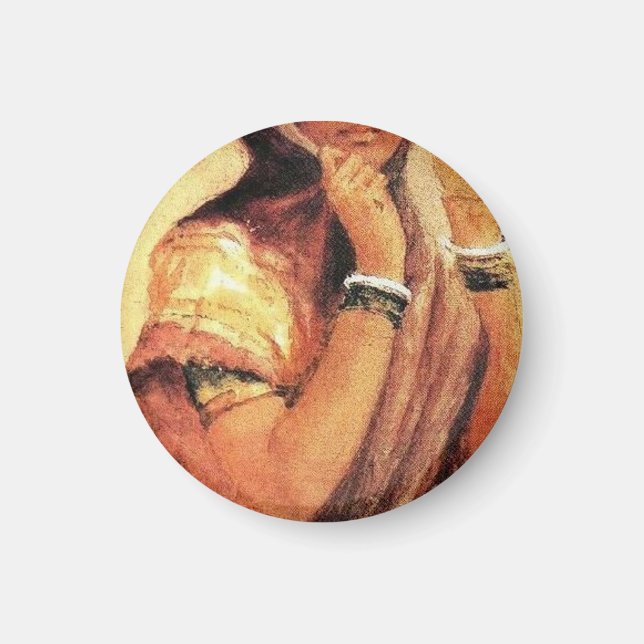 Milkmaid 1904 av Raja Ravi Varma Magnet (Framsidan)