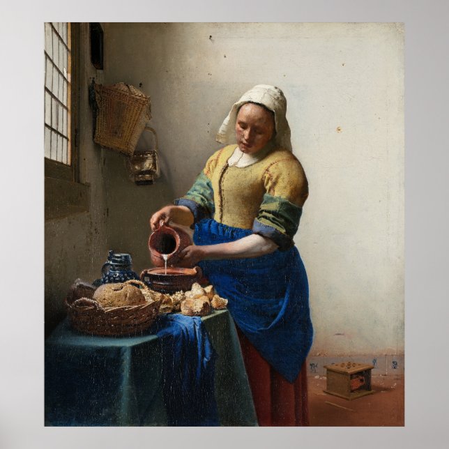Milkmaid av Johannes Vermeer Poster (Framsidan)