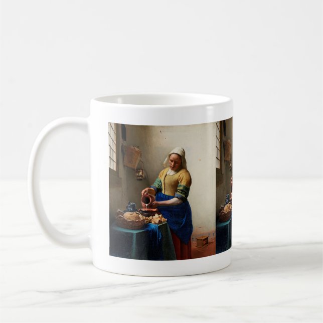 Milkmaid Kitchen Maid av Johannes Vermeer Kaffemugg (Vänster)