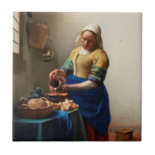 Milkmaid Kitchen Maid av Johannes Vermeer Kakelplatta