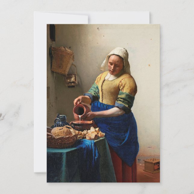 Milkmaid Kitchen Maid av Johannes Vermeer Kort (Framsida)