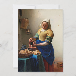 Milkmaid Kitchen Maid av Johannes Vermeer Kort