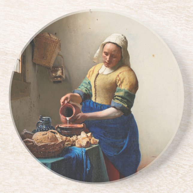 Milkmaid Kitchen Maid av Johannes Vermeer Underlägg (Framsidan)