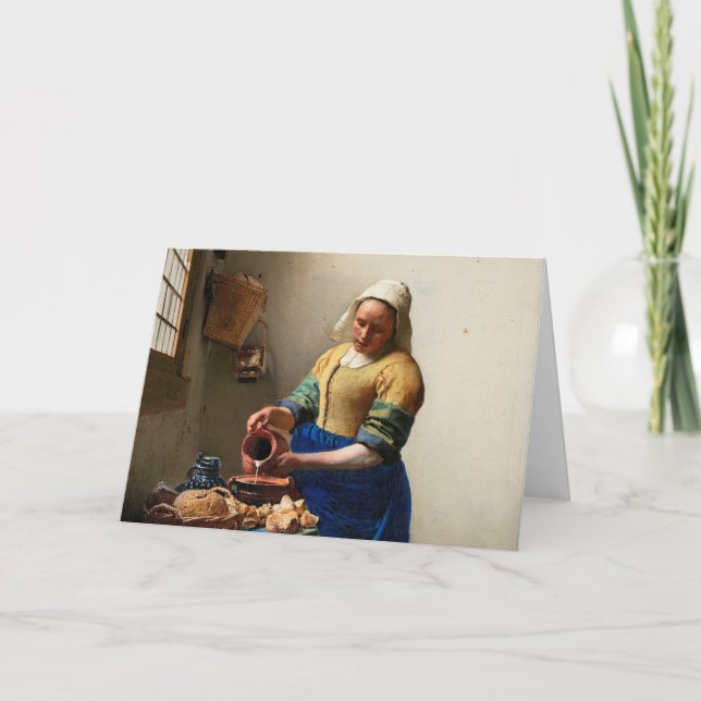 Milkmaid Köksstöd från Johannes Vermeer  Kort (Framsida)