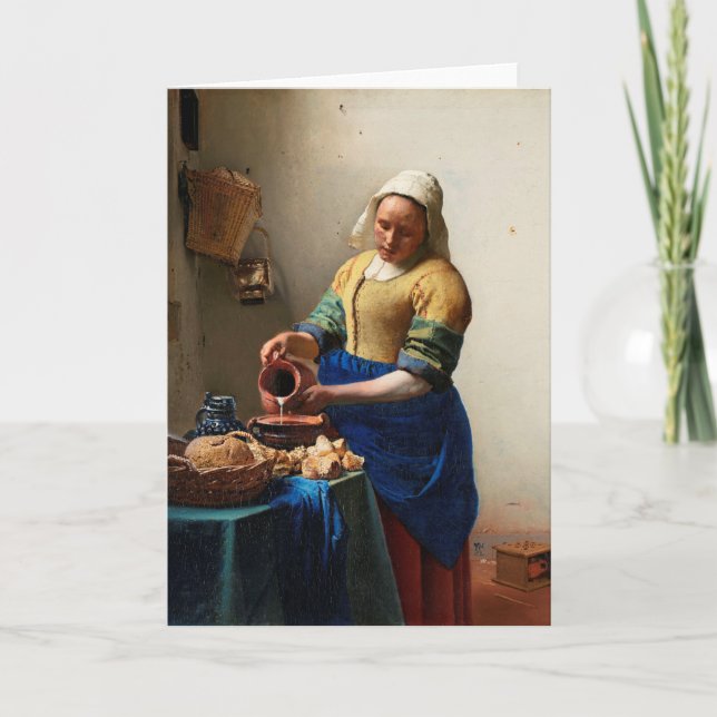 Milkmaid Köksstöd från Johannes Vermeer Kort (Framsida)