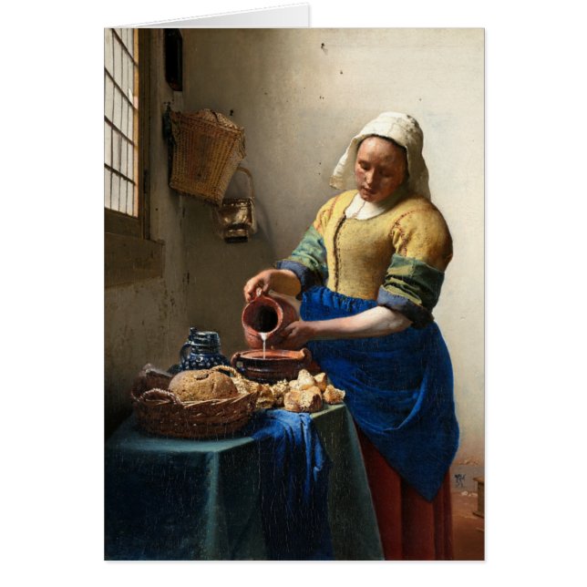 Milkmaiden, Jan Vermeer Hälsningskort (Framsidan)