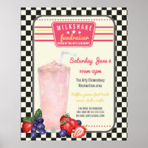 Milkshake fundraiser diner meny Flyer  poster