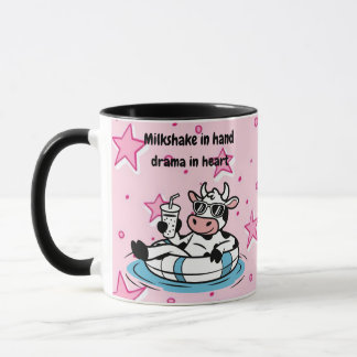 Milkshake in Hand, Drama in Heart | Cool Cow Funny Mugg
