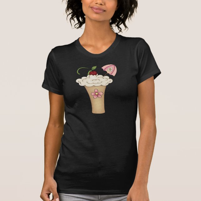 Milkshake med paraplykvinna T-tröja Tee Shirt (Framsida)