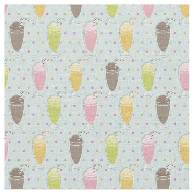 Milkshake Mönster Tyg (Närbild)