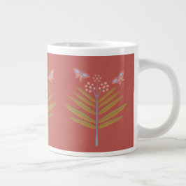 Milkweed & Butterflies 20os, Rosa, koral, Grönt Jumbo Mugg
