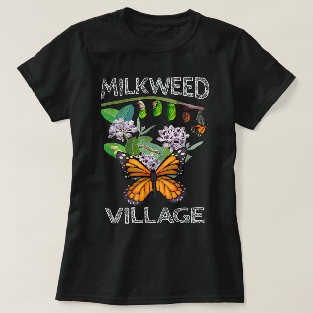Milkweed Village Monarch Butterfly Metamorfos T Shirt (Design framsida)