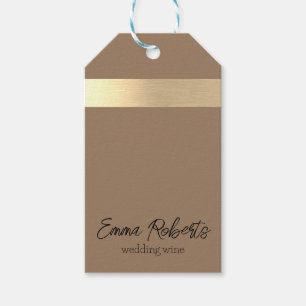 Milky Coffee Brown Gold Foil Rustic Faux Presentetikett
