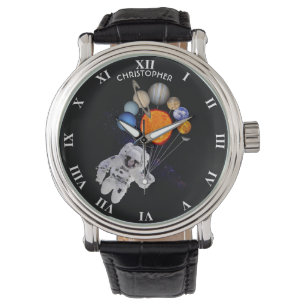 Milky sol- astronaut för systemsolplanet långt armbandsur