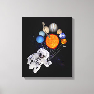 Milky sol- astronaut för systemsolplanet långt canvastryck