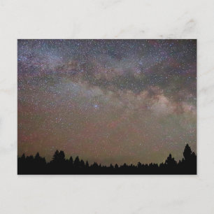 Milky Way and Stars, Nattan Himlar över Gräs Träd Vykort