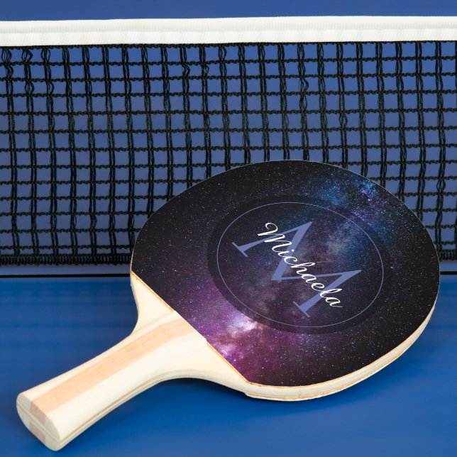 Milky way bright colors personalizable monogram pingisracket (Insitu)