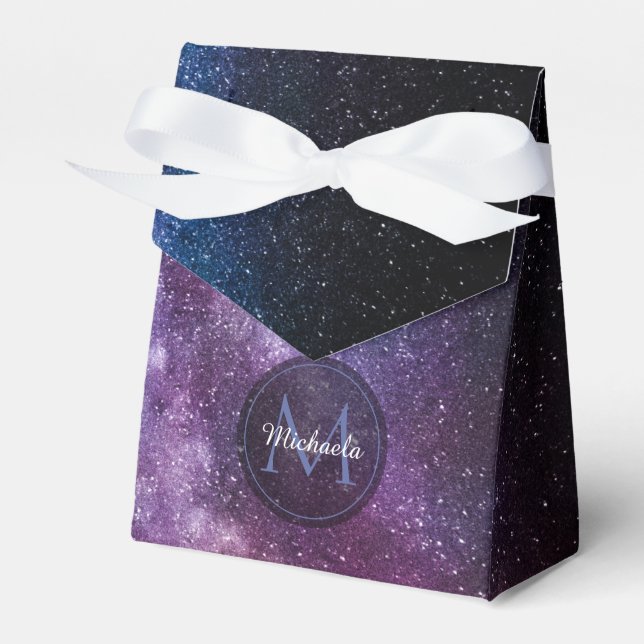 Milky way bright colors personalizable monogram presentaskar (Framsidan Sidan)