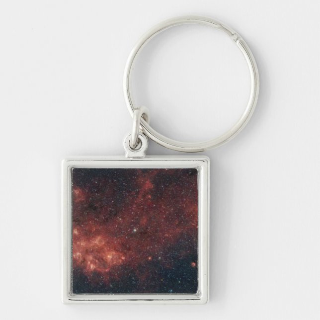 Milky Way Galaxy Fyrkantig Silverfärgad Nyckelring (Framsidan)