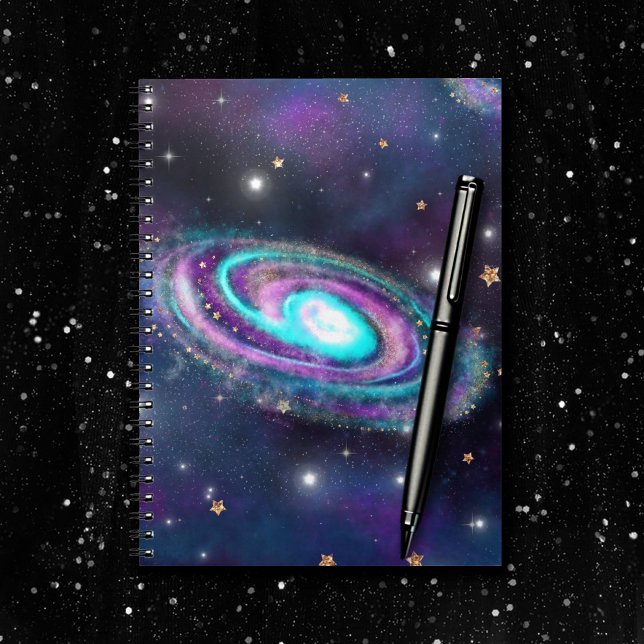 Milky Way Galaxy | Kosmiblått Lila Rosa glöd Anteckningsbok (Skapare uppladdad)