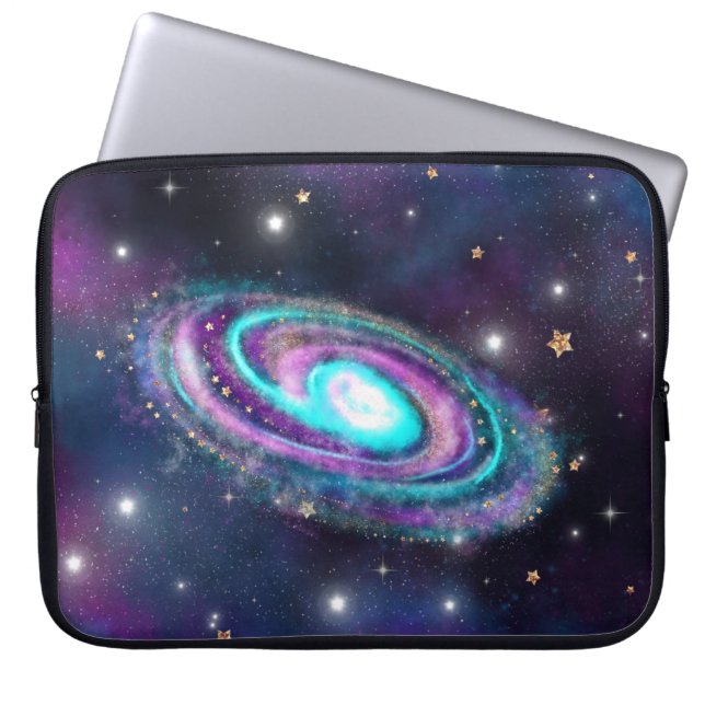 Milky Way Galaxy | Kosmiblått Lila Rosa glöd Laptop Fodral (Framsidan)