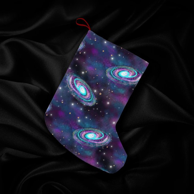 Milky Way Galaxy | Kosmiblått Lila Rosa glöd Liten Julstrumpa (Skapare uppladdad)