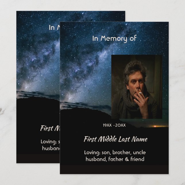  Milky Way Galaxy Starry Night Sky Memorial Inbjudningar (Fram/baksida)