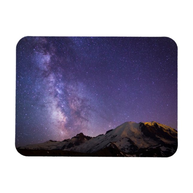 Milky Way & Mt. Rainier | Washington Magnet (Horisontell)