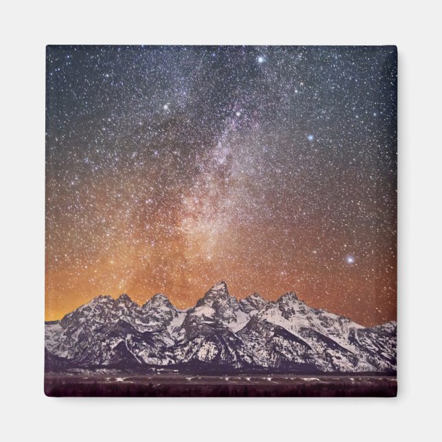 Milky Way över Grand Teton Magnet (Framsidan)