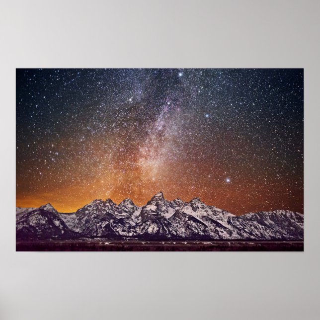 Milky Way över Grand Teton Poster (Framsidan)
