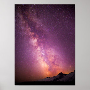 Milky Way Över skuldern på Mt. Rainier Poster