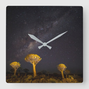 Milky Way Quiver Träd Keetmanshoop Namibia Fyrkantig Klocka