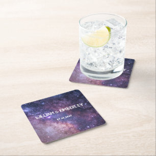Milky Way Stars Himlar Galaxy Elegant bröllop Underlägg Papper Kvadrat